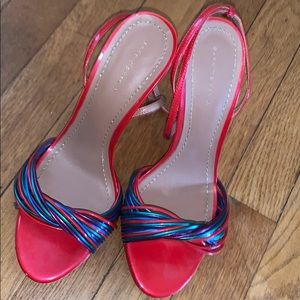 Zara Red and Multicolor Strap Sandals